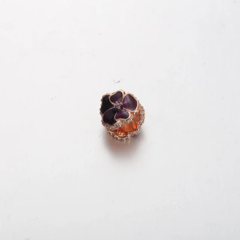 (image for) Pandora Deep Purple Pansy Flower Charm - 780777C01 - View 3