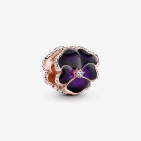 Pandora Deep Purple Pansy Flower Charm - 780777C01 Pandora Deep Purple Pansy Flower Charm - 780777C01