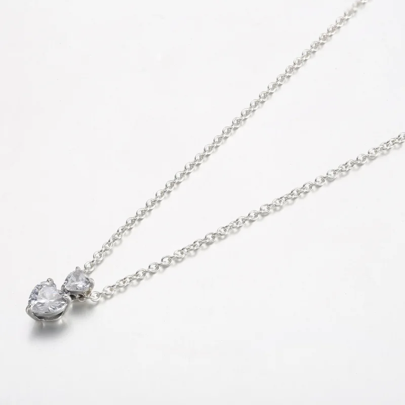 (image for) Pandora Double Heart Pendant Sparkling Collier Necklace - 391229C01 - View 2