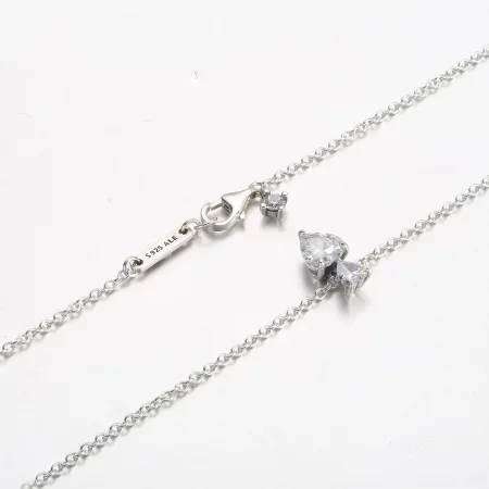 Pandora Double Heart Pendant Sparkling Collier Necklace - 391229C01