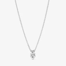 Pandora Double Heart Pendant Sparkling Collier Necklace - 391229C01