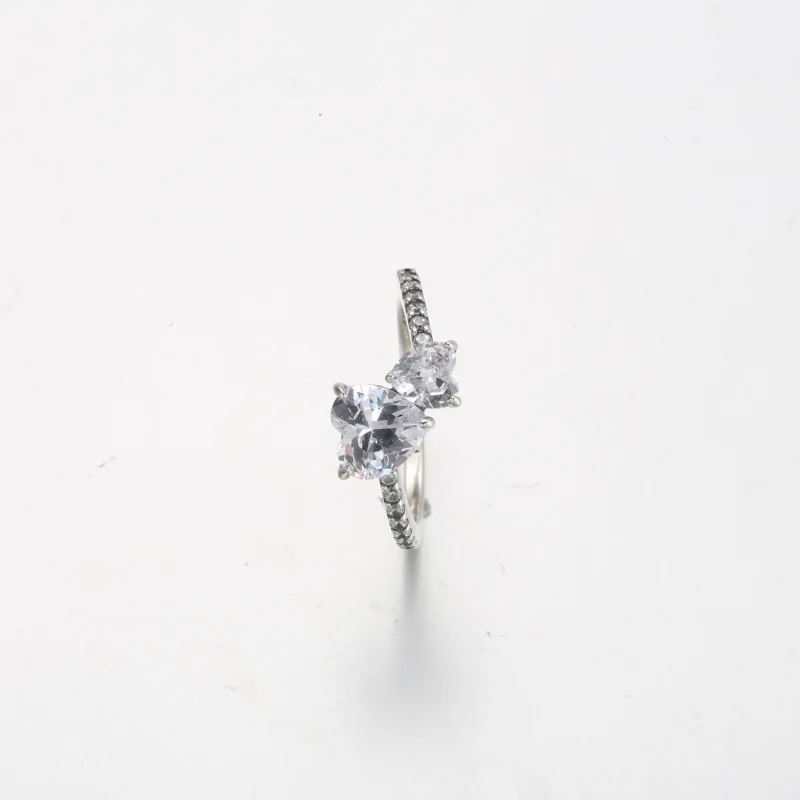 (image for) Pandora Double Heart Sparkling Ring - 191198C01 - View 4