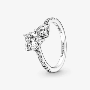 (image for) Pandora Double Heart Sparkling Ring - 191198C01