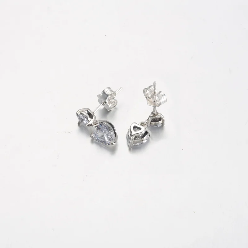 (image for) Pandora Double Heart Sparkling Stud Earrings - 291199C01 - View 3