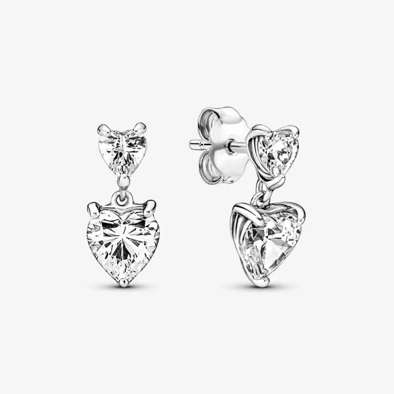 (image for) Pandora Double Heart Sparkling Stud Earrings - 291199C01 - Product Image