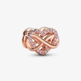 Pandora Family Infinity Pink Heart Charm - 782246C01 Pandora Family Infinity Pink Heart Charm - 782246C01