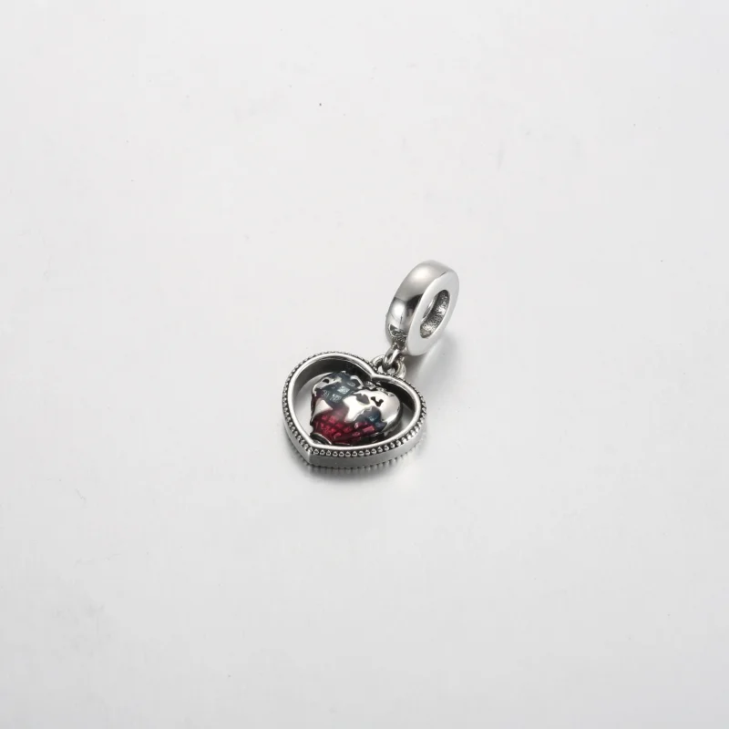 (image for) Pandora Family Spinning Heart Globe Dangle Charm - 792240C01 - View 2