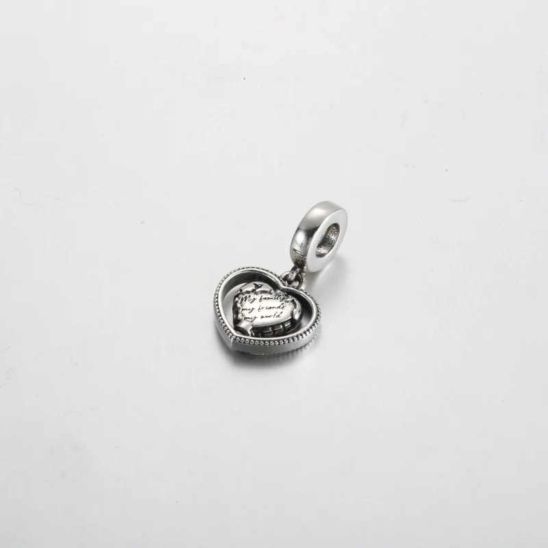 (image for) Pandora Family Spinning Heart Globe Dangle Charm - 792240C01 - View 3