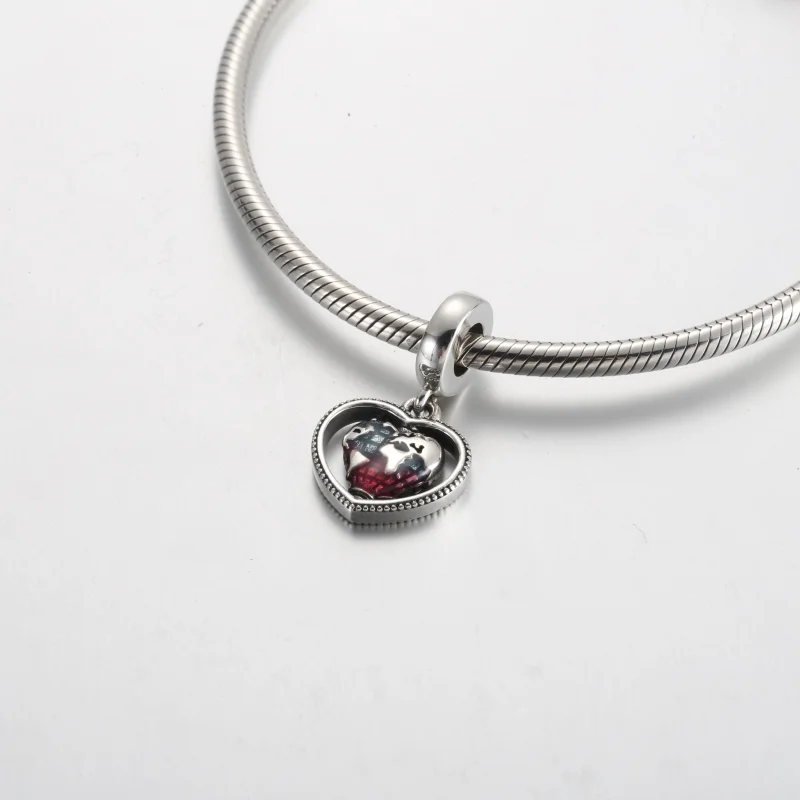 (image for) Pandora Family Spinning Heart Globe Dangle Charm - 792240C01 - View 4
