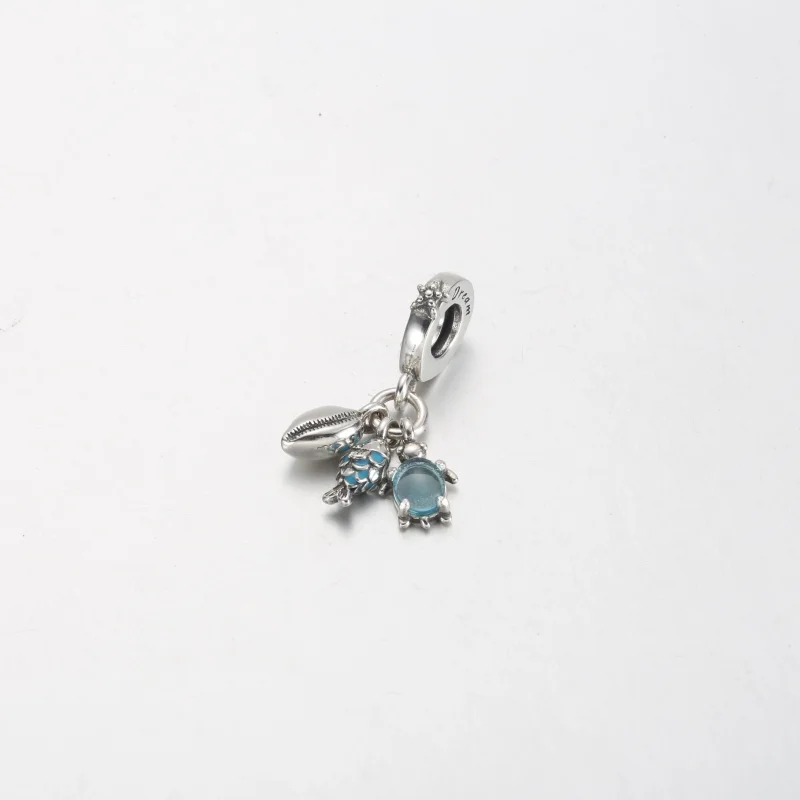 (image for) Pandora Fish, Sea Turtle & Conch Triple Dangle Charm - 791697C01 - View 2