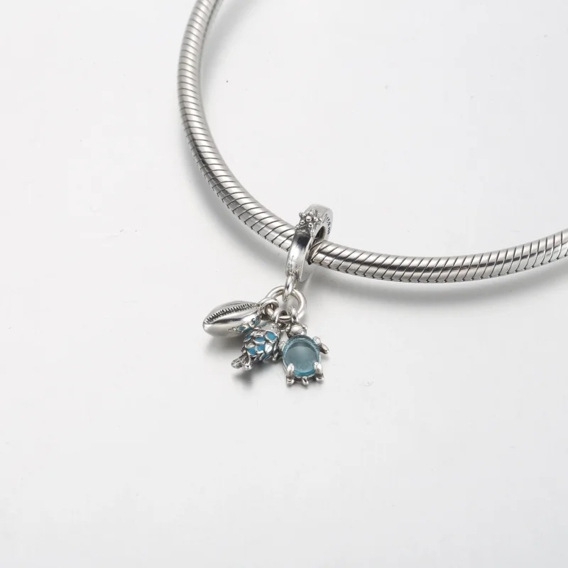 (image for) Pandora Fish, Sea Turtle & Conch Triple Dangle Charm - 791697C01 - View 4