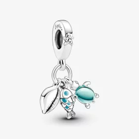 Pandora Fish, Sea Turtle & Conch Triple Dangle Charm - 791697C01 Pandora Fish, Sea Turtle & Conch Triple Dangle Charm - 791697C01