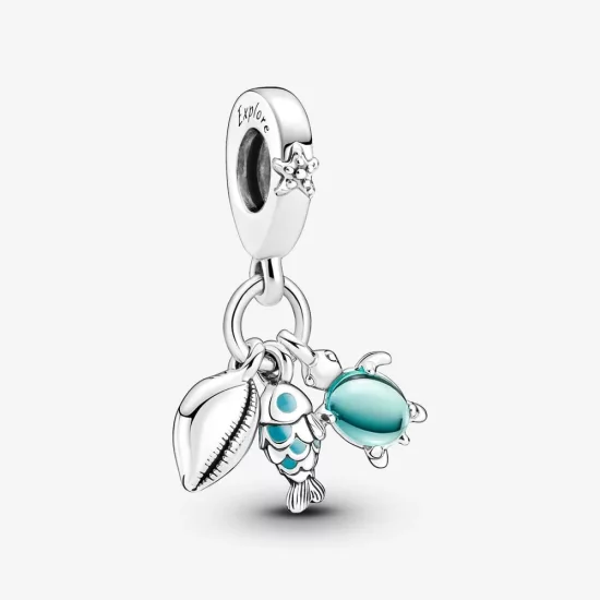 Pandora Fish, Sea Turtle & Conch Triple Dangle Charm - 791697C01