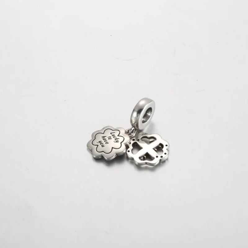 (image for) Pandora Four-leaf Clover Friendship Double Dangle Charm - 792245C01 - View 3