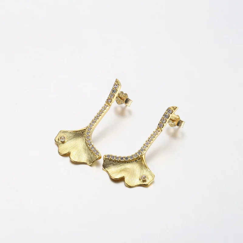 (image for) Pandora Ginkgo 14k gold-plated drop earrings - 262440C01 - View 2