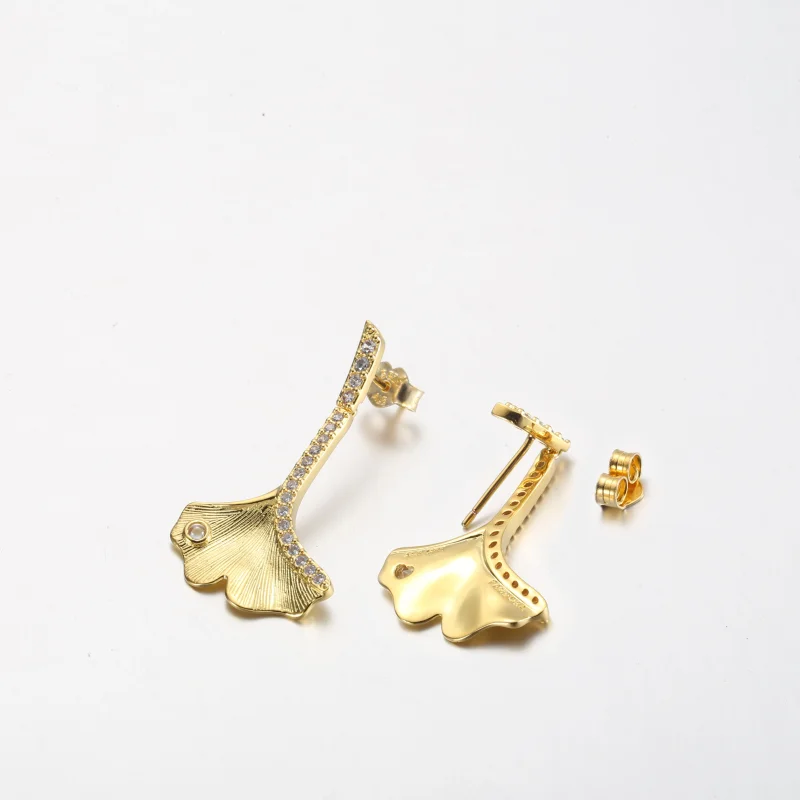 (image for) Pandora Ginkgo 14k gold-plated drop earrings - 262440C01 - View 3