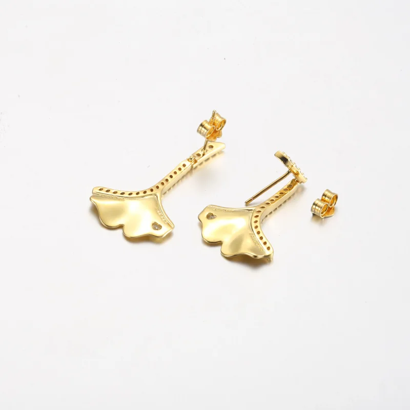 (image for) Pandora Ginkgo 14k gold-plated drop earrings - 262440C01 - View 5