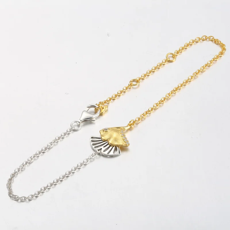 (image for) Pandora Ginkgo sterling silver and 14k gold-plated chain bracelet - 562427C01 - View 5