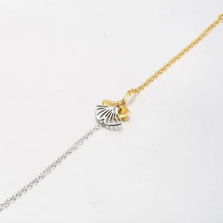 Pandora Ginkgo sterling silver and 14k gold-plated chain bracelet - 562427C01