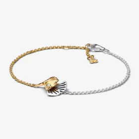 Pandora Ginkgo sterling silver and 14k gold-plated chain bracelet - 562427C01 Pandora Ginkgo sterling silver and 14k gold-plated chain bracelet - 562427C01