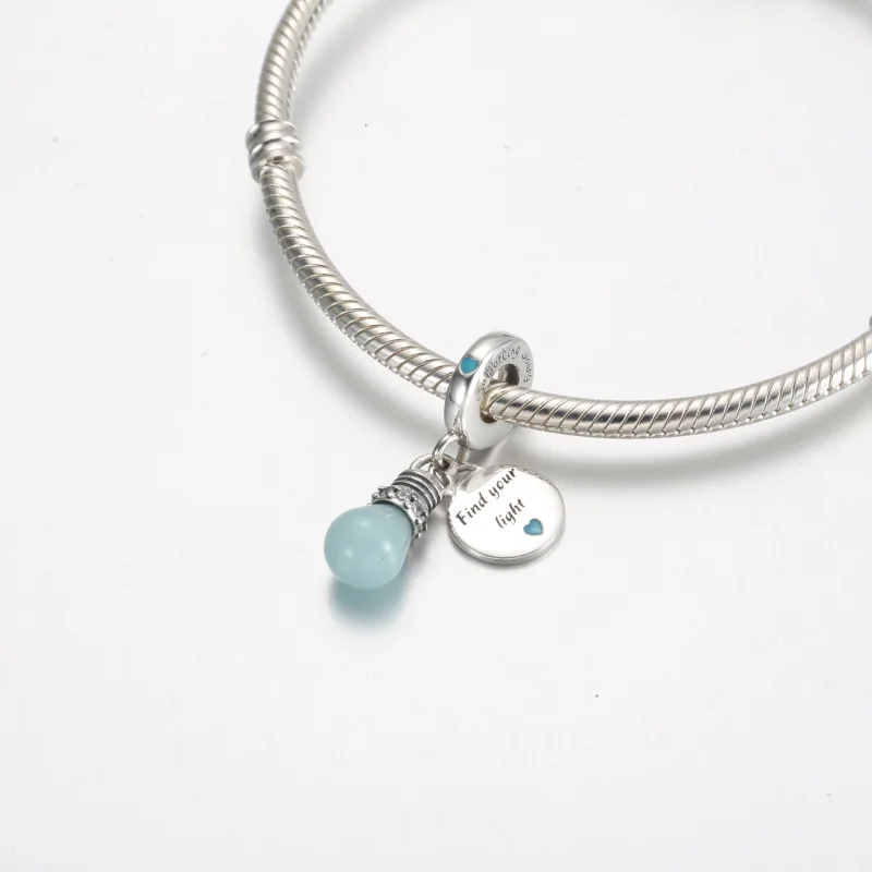 (image for) Pandora Glow-in-the-dark Lightbulb Double Dangle Charm - 791123C01 - View 4