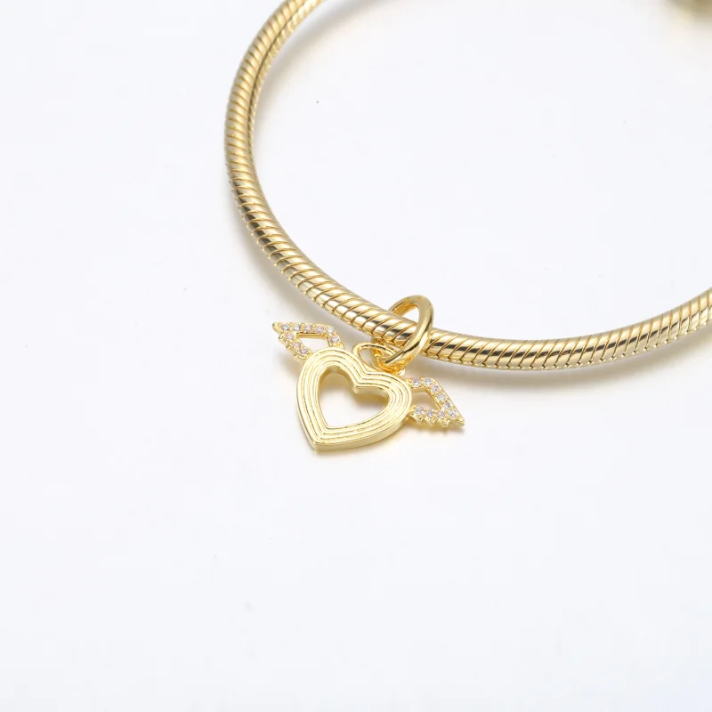 (image for) Pandora Heart & Angel Wings Dangle Charm - 752362C01 - View 4