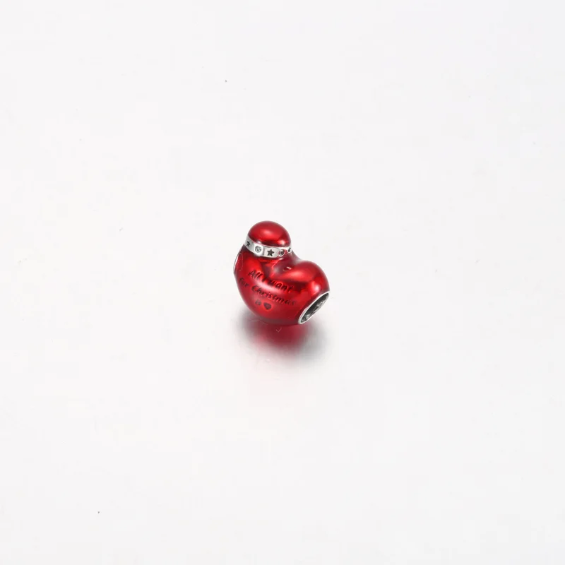 (image for) Pandora Metallic Red Christmas Heart Charm - 792336C01 - View 2