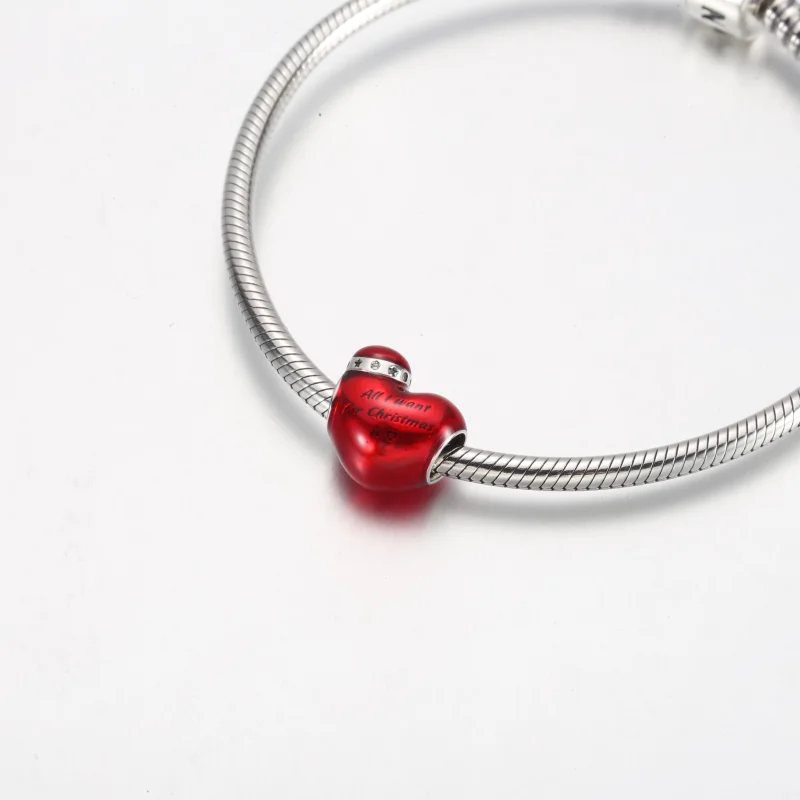 (image for) Pandora Metallic Red Christmas Heart Charm - 792336C01 - View 5