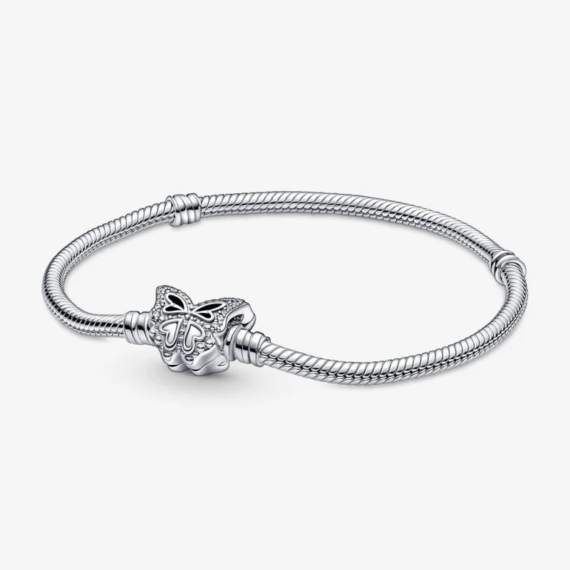 (image for) Pandora Moments Butterfly Clasp Snake Chain Bracelet - 590782C01 - Product Image