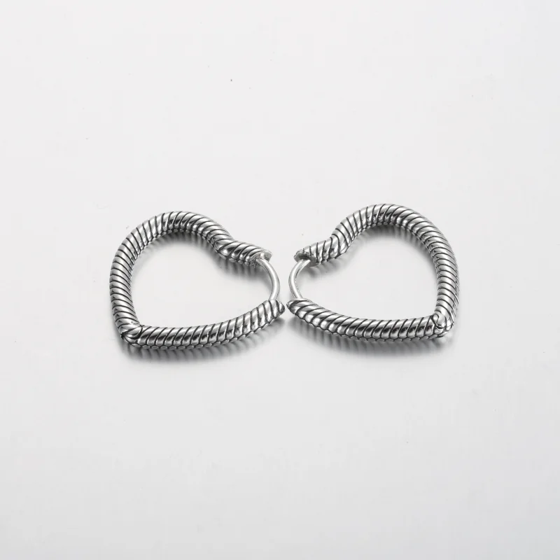 (image for) Pandora Moments Heart Charm Hoop Earrings - 292236C00 - View 4