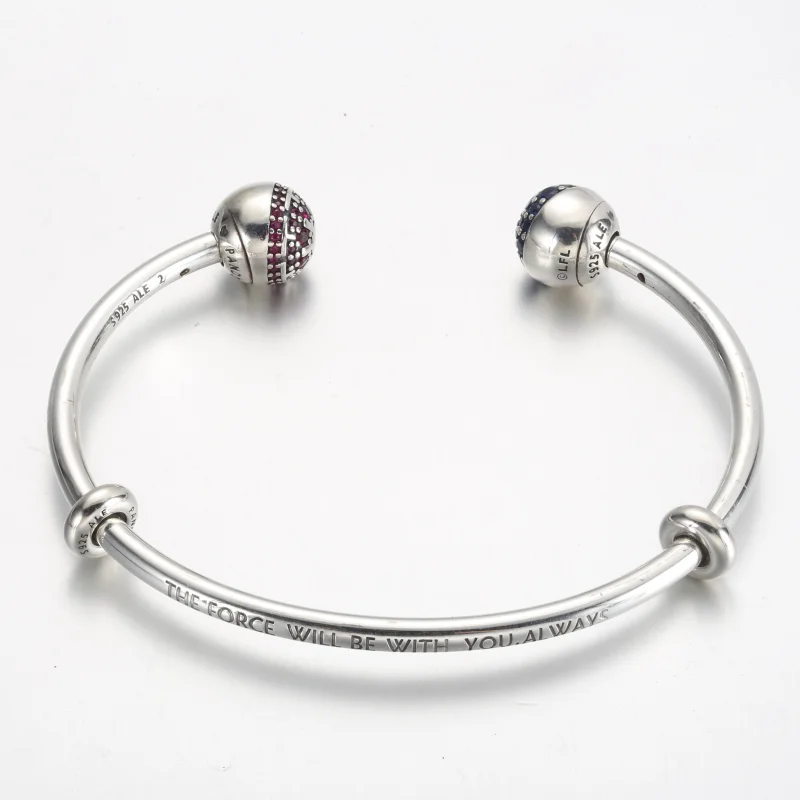 (image for) Pandora Moments Star Wars™ Light & Dark Side Logo Open Bangle - 591139C01 - View 3