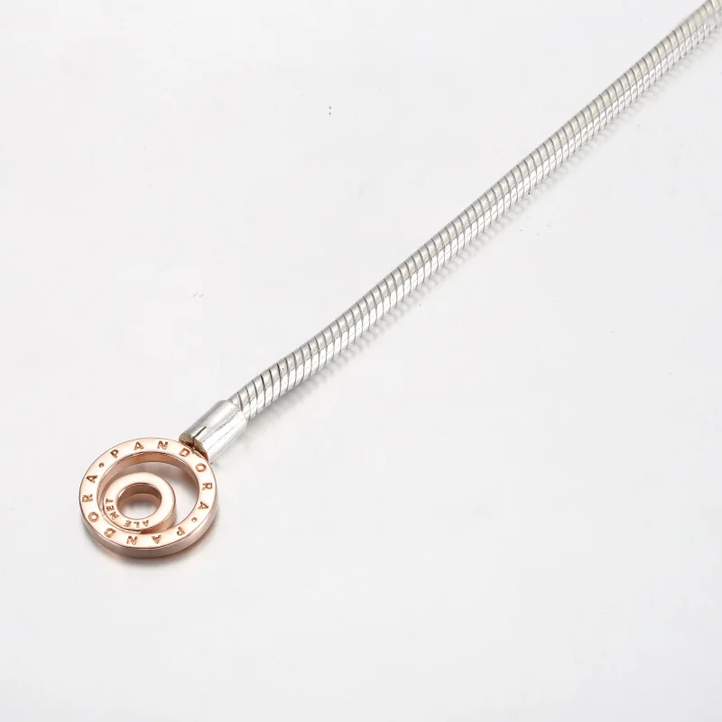 (image for) Pandora Moments Two-tone Logo T-Bar Snake Chain Bracelet - 582309C00 - View 4