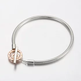 Pandora Moments Two-tone Logo T-Bar Snake Chain Bracelet - 582309C00 Pandora Moments Two-tone Logo T-Bar Snake Chain Bracelet - 582309C00