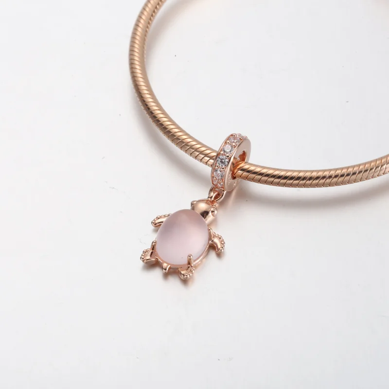 (image for) Pandora Murano Glass Pink Sea Turtle Dangle Charm - 788939C01 - View 4