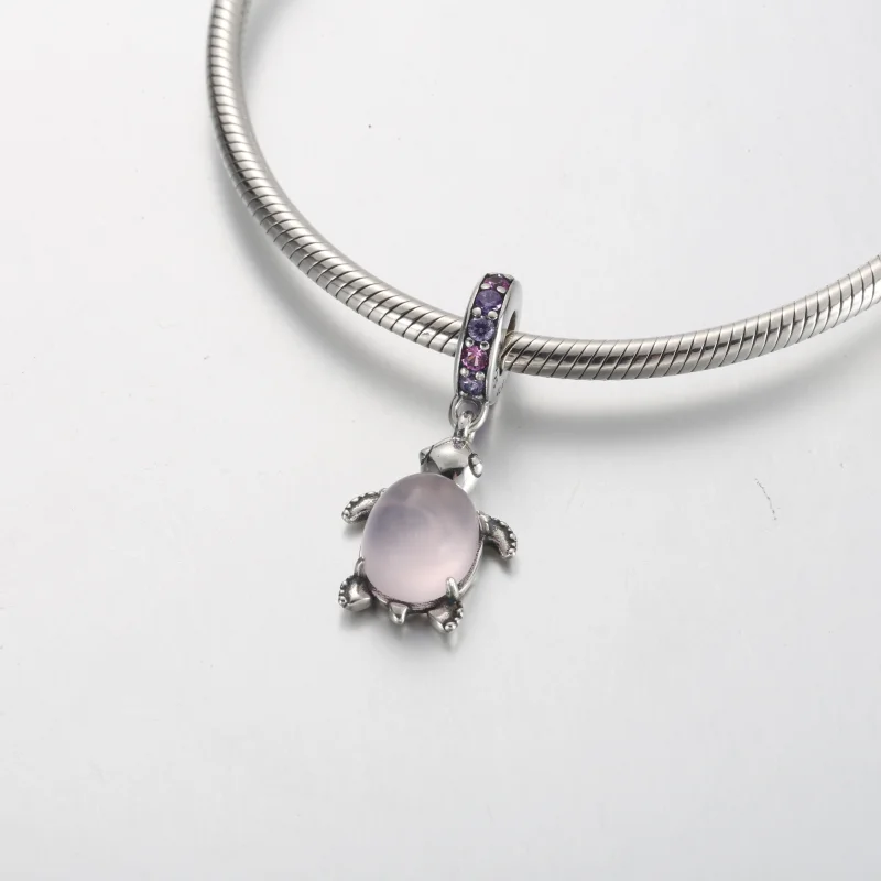 (image for) Pandora Murano Glass Pink Sea Turtle Dangle Charm - 798939C02 - View 4