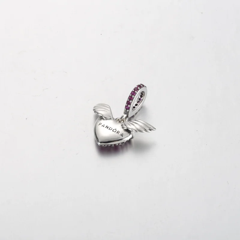(image for) Pandora Pavé Heart and Angel Wings Necklace - 398505C01 - View 3
