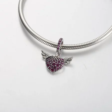 Pandora Pavé Heart and Angel Wings Necklace - 398505C01