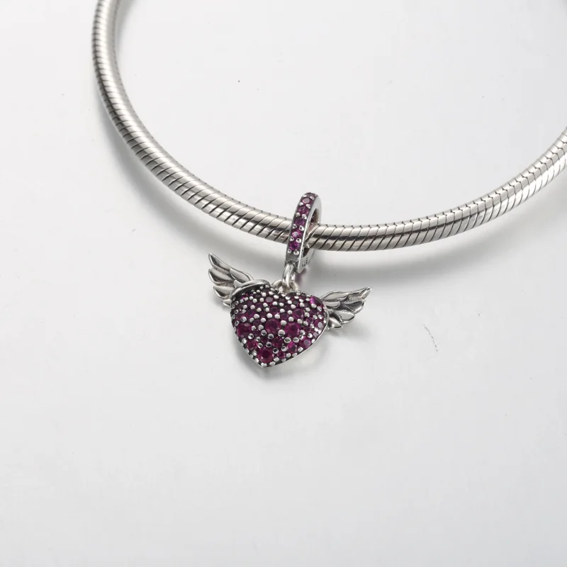 (image for) Pandora Pavé Heart and Angel Wings Necklace - 398505C01 - View 4