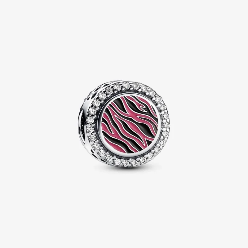 (image for) Pandora Pink Zebra print sterling silver charm - 792016CZ_E026 - Product Image