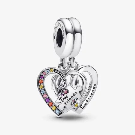 Pandora Puzzle Piece Hearts Splittable Friendship Dangle Charm - 792239C01 Pandora Puzzle Piece Hearts Splittable Friendship Dangle Charm - 792239C01