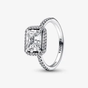 (image for) Pandora Rectangular Sparkling Halo Ring - 192391C01