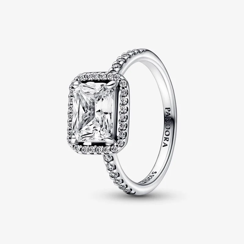 (image for) Pandora Rectangular Sparkling Halo Ring - 192391C01 - Product Image
