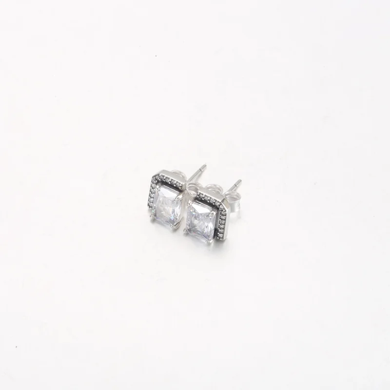 (image for) Pandora Rectangular Sparkling Halo Stud Earrings - 292380C01 - View 2