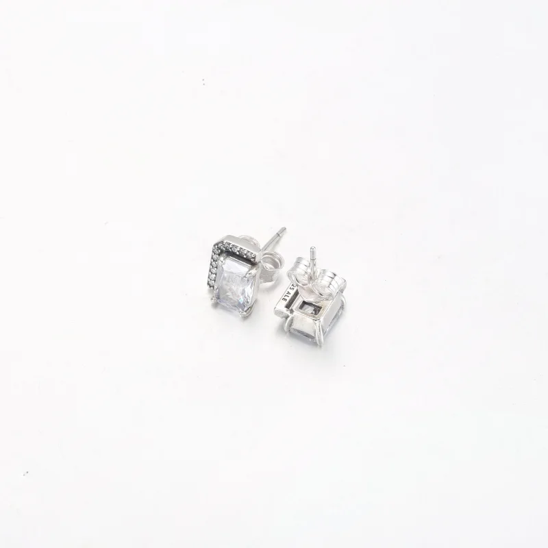 (image for) Pandora Rectangular Sparkling Halo Stud Earrings - 292380C01 - View 4