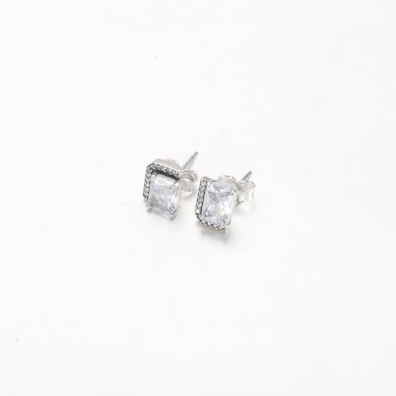 (image for) Pandora Rectangular Sparkling Halo Stud Earrings - 292380C01 - View 5