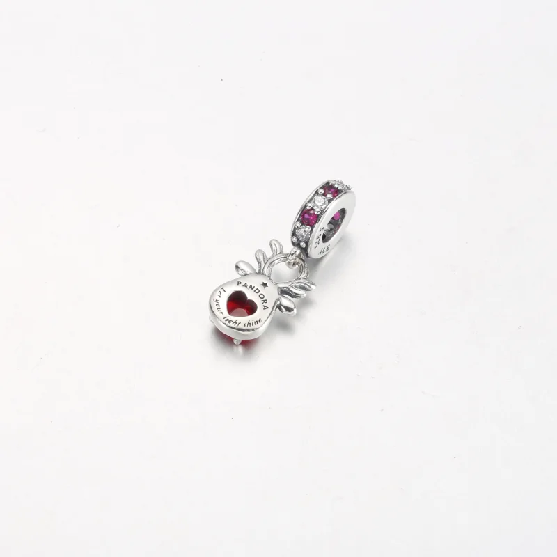 (image for) Pandora Red Nose Reindeer Murano Dangle Charm - 792330C01 - View 3