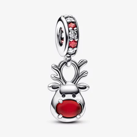 Pandora Red Nose Reindeer Murano Dangle Charm - 792330C01