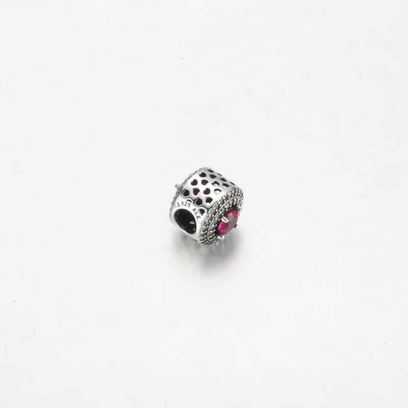 (image for) Pandora Red Sparkling Levelled Round Charm - 792418c01 - View 2