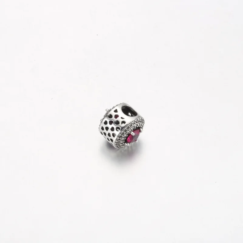 (image for) Pandora Red Sparkling Levelled Round Charm - 792418c01 - View 3