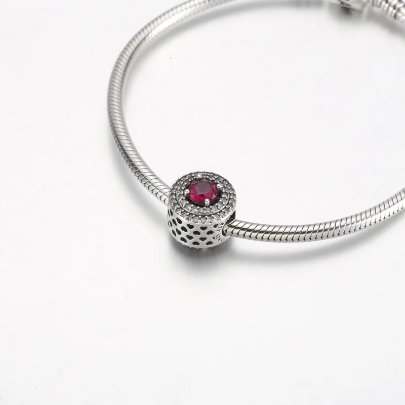 (image for) Pandora Red Sparkling Levelled Round Charm - 792418c01 - View 5